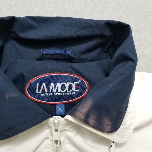 La Mode Jacket Mens XL White Long Sleeve Full Zip Pockets‎ Windbreaker - Picture 6 of 11